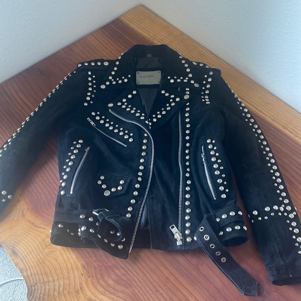 Under Stated Leather suede stud jacket S